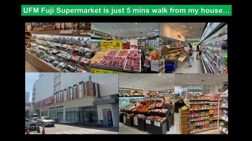 a collage of three pictures of a grocery store at MODERN - CITY CENTER, Phrom Phong BTS, Em District, Terminal 21, MAX 14 People in Bangkok