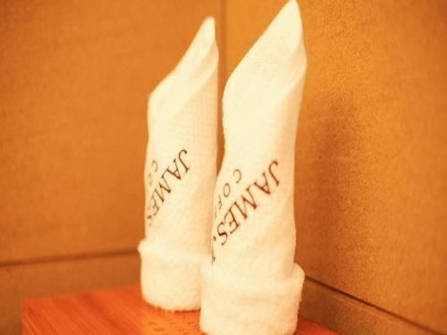 two toilet paper towels with the words happy anniversary written on them at James Joyce Coffetel·Anyang Text Museum in Anyang