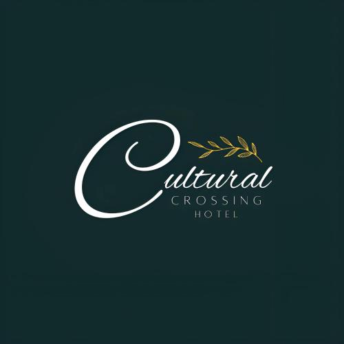 a logo for an unethical crossing hotel at Cultural Crossing Hotel in Tbilisi City