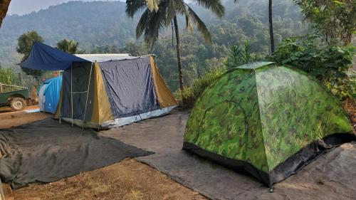 Padakalu的住宿－Harakoppa Hills，两个帐篷彼此相邻