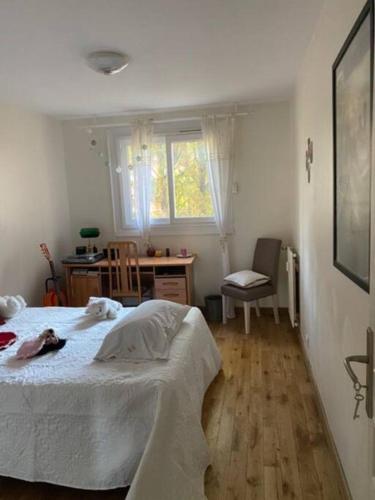 une chambre avec un lit, un bureau et une fenêtre dans l'établissement Angele Stephen, à Nice