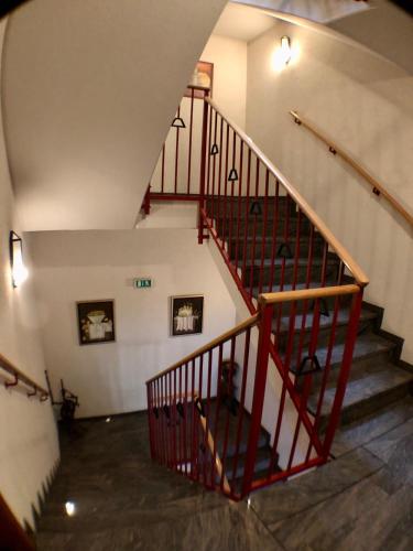 an overhead view of a staircase in a building at Hotel Seebach in Großenseebach