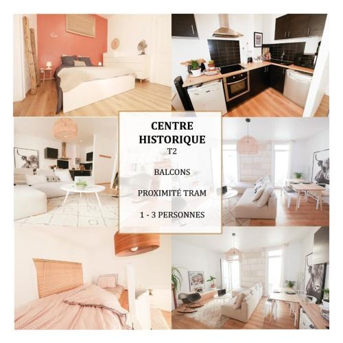 un collage de photos d'un salon et d'un salon dans l'établissement Le créateur - Cœur de ville, à Montpellier