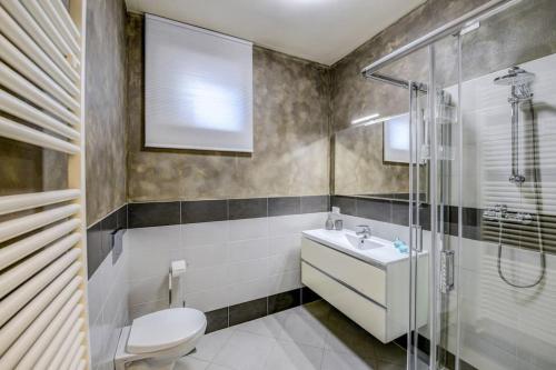 a bathroom with a toilet and a shower and a sink at Maison Martina in Lonato del Garda