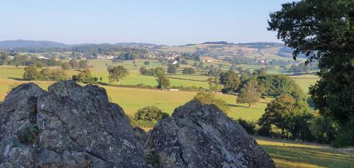 a group of large rocks in a field at Maison Belle Vue in Chiddes