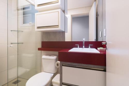 Koupelna v ubytování Apartamento com 2 Dormitórios no Coração da Praia Grande - Torres/ RS