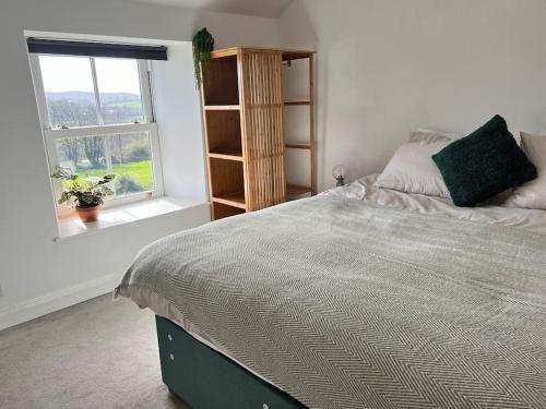 a bedroom with a bed and a window at Little Hillside in Porthtowan