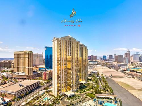 a view of a city with tall buildings at Amalz Two Bedroom Three Bathroom Balcony Suites at Mgm Signature ! in Las Vegas