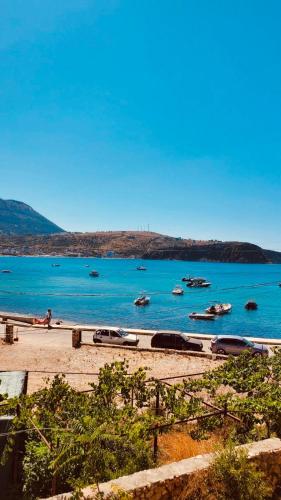 a large body of water with boats in it at Viktora’s house in Himare