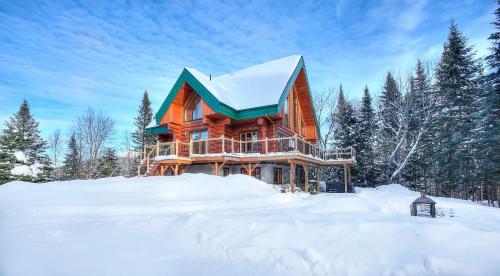 TREMBLANT Accès LAC et rivière SPA BILLARD FOYER Jaccuzi fireplace pool table lake and river access v zimě