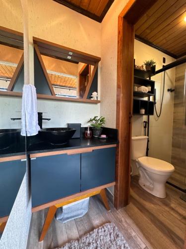 因比圖巴的住宿－Recanto Lunna，一间带水槽和卫生间的浴室