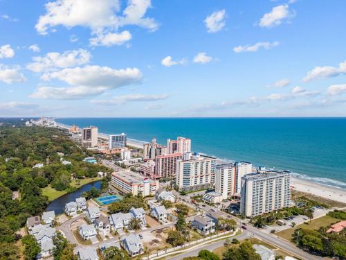 an aerial view of a city and the ocean at Dunes Village/King bedOceanfront 2b/2b/waterpark in Myrtle Beach