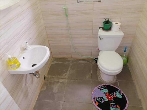 een badkamer met een toilet en een wastafel bij Private Aircon Rooms in Lagkaw Homestay in Looc