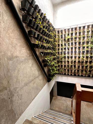 a staircase with a bench and a plant at Urban Boutique Hotel in Boracay