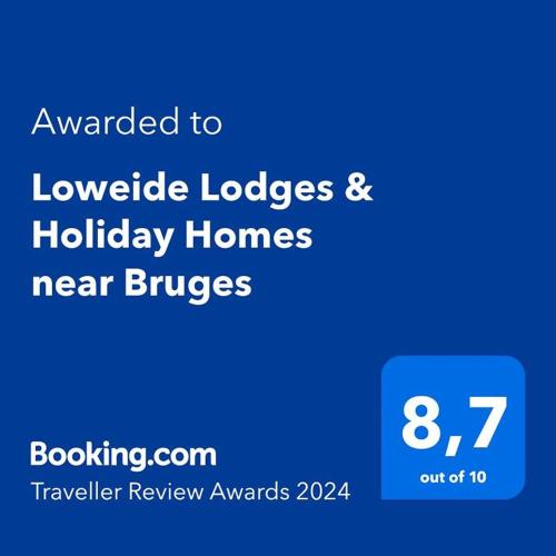 a screenshot of a phone with the text awarded to luxurious lodges and holiday homes at Loweide Lodges & Holiday Homes near Bruges in Oostkamp