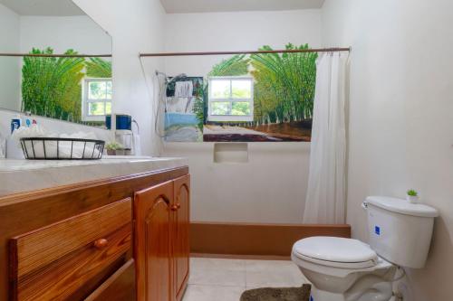 a bathroom with a toilet and a sink at Eleven30 Luxury Apartment 2B in Negril