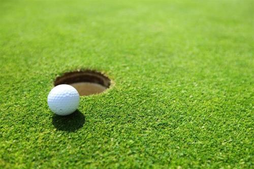a golf ball and a hole in the grass at Front One Boutique Tugu Muda Semarang in Semarang