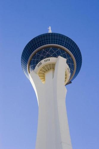 a view of a control tower with a blue at OYO Gateway Motel Las Vegas North Strip/Fremont St. Area in Las Vegas