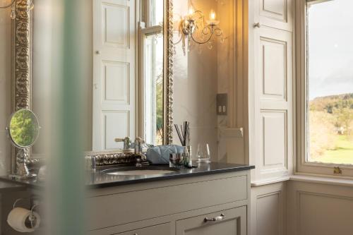 La salle de bains est pourvue d'un lavabo et d'une fenêtre. dans l'établissement Faithlegg Hotel, à Waterford