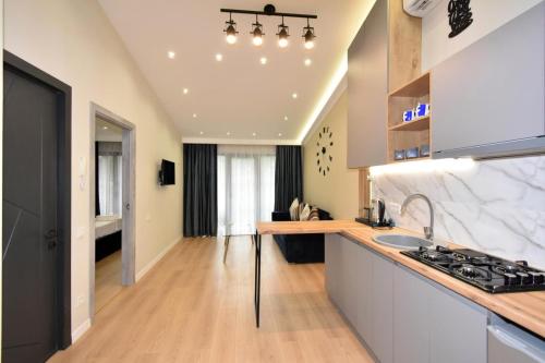 a kitchen with a sink and a counter top at Aygestan plaza in Yerevan