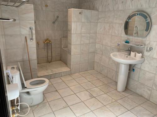 a bathroom with a toilet and a sink and a shower at فندق سرايا الجوار - SARAYA ALJIWAR HOTEL in Makkah