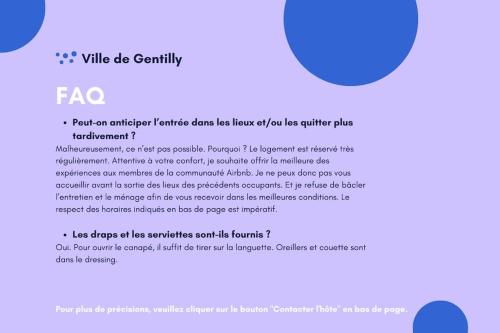 a screenshot of a page of a document at Appartement cosy au calme, proche de Paris et du RER B in Gentilly