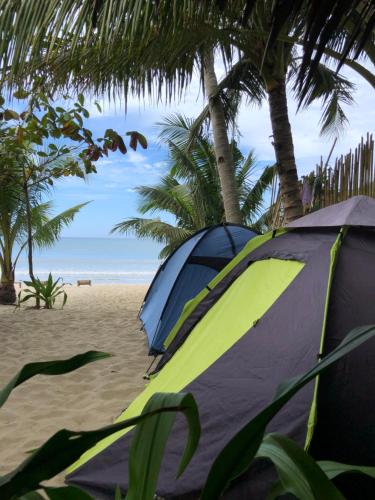 En strand ved eller i nærheten av campingplassen