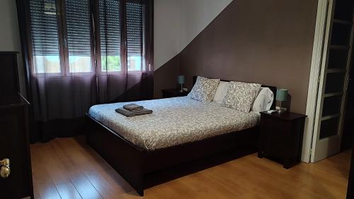 a bedroom with a bed and a window at Apartamentos Turia in Valencia