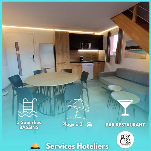 T3 Picchiarini, Clim, piscines, resto, 5' plages