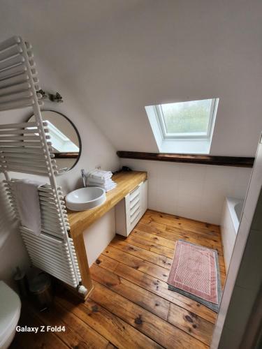 a bathroom with a sink and a mirror at Brussels 1904 in Brussels