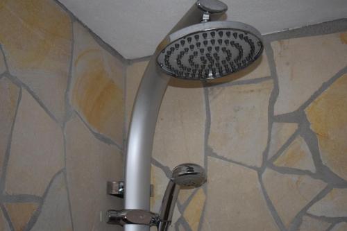 a shower in a bathroom with a shower head at Marktstübchen an der schönen Loreley in Bornich