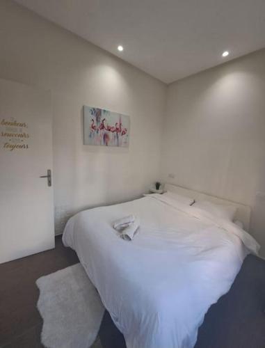 a bedroom with a white bed in a room at Joli Studio au Centre Ville avec WIFI - Netflix in Casablanca