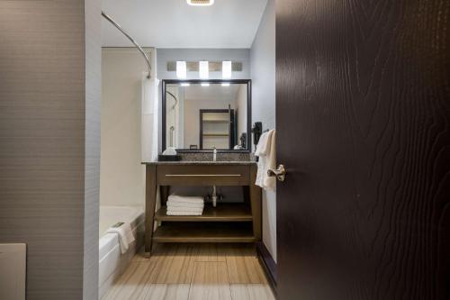 a bathroom with a sink and a mirror at Best Western - Freeport Inn in Freeport