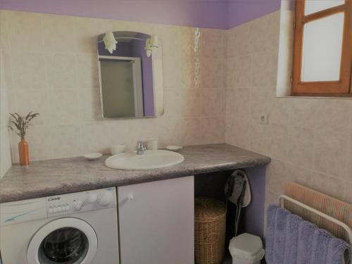 a bathroom with a sink and a washing machine at Gîte La Celette, 4 pièces, 6 personnes - FR-1-586-27 