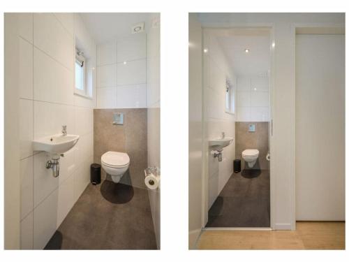 een badkamer met 2 toiletten en een wastafel bij Pavilion 6 people with storage space in Zorgvlied
