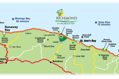 a map of machu picchu and its attractions at "LuxuryCrest , King Bed, BBQ & Backyard Games, Near Ocho Rios" in Ocho Rios