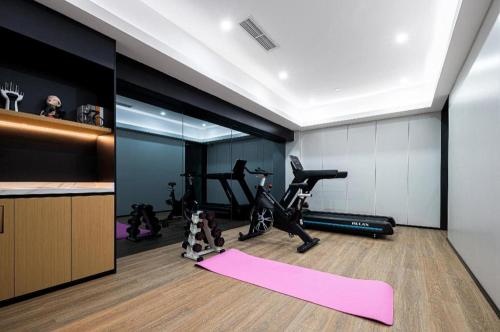 Posilňovňa alebo fitness centrum v ubytovaní Nihao Hotel Chengdu Panda Base Jinhua Temple Metro Station