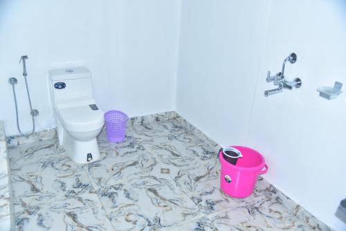 a bathroom with a toilet and a sink at INAS OCEAN FRONT in Canacona