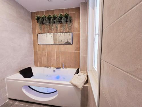 une salle de bain avec toilettes et baignoire dans l'établissement Le Bain Rouennais, à Rouen