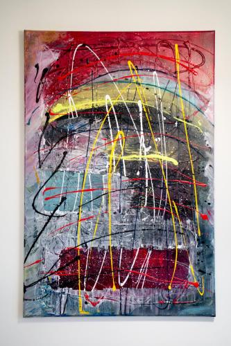 a painting of a woman with yellow at WOW studios for rent 2 bul Montevideo 25A - B in Sofia