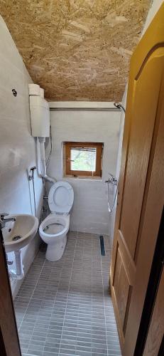 a small bathroom with a toilet and a sink at Medena oaza mira 2 in Visoko