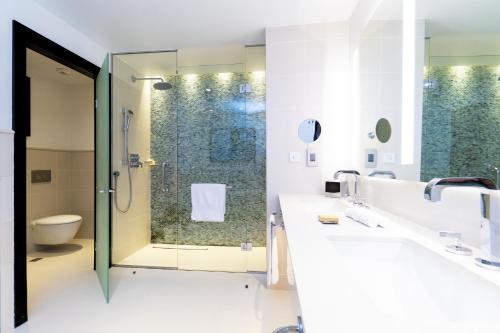 a bathroom with a shower and a toilet at Hilton Tangier Al Houara Resort & Spa in Al Houara