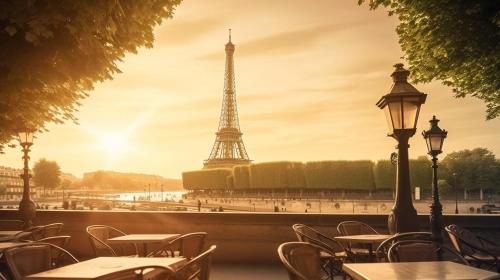 a view of the eiffel tower from a restaurant at Beautiful Apartment Disneyland in Saint-Thibault-des-Vignes