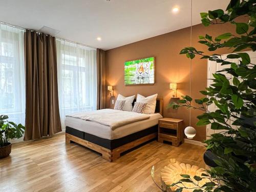 una camera con un letto di Exklusives Apartment ZOO a Lipsia