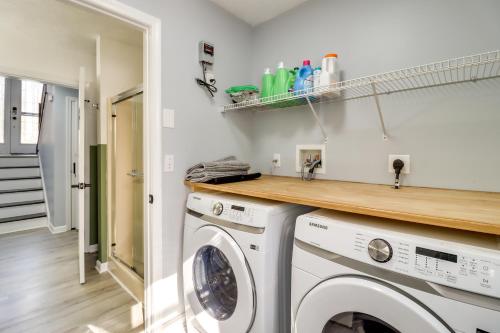 a laundry room with a washer and dryer at 5 Mi to Lake Naomi Home with Hot Tub and Fire Pit in Long Pond