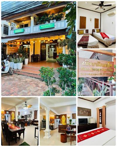 a collage of photos of a house at Mano boutique sun shine in Luang Prabang