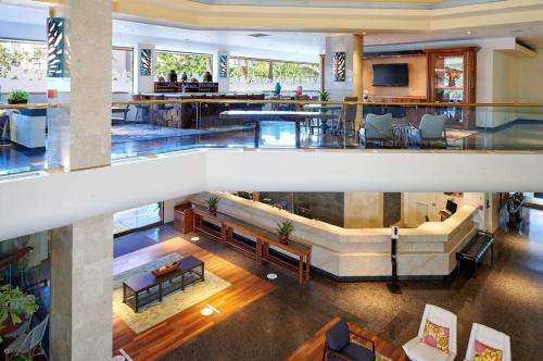 an overhead view of the lobby of a hotel at Luana Waikiki Hotel in Honolulu