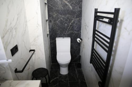 a bathroom with a white toilet in a room at E&R-1 Plaza España in Salamanca