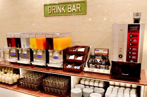 a drink bar on a shelf in a store at Matsue Universal Hotel in Matsue