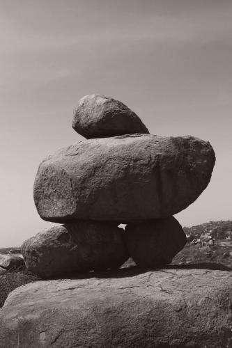 a pile of rocks stacked on top of each other at Park Hyatt Hotel and Residences, Hyderabad in Hyderabad